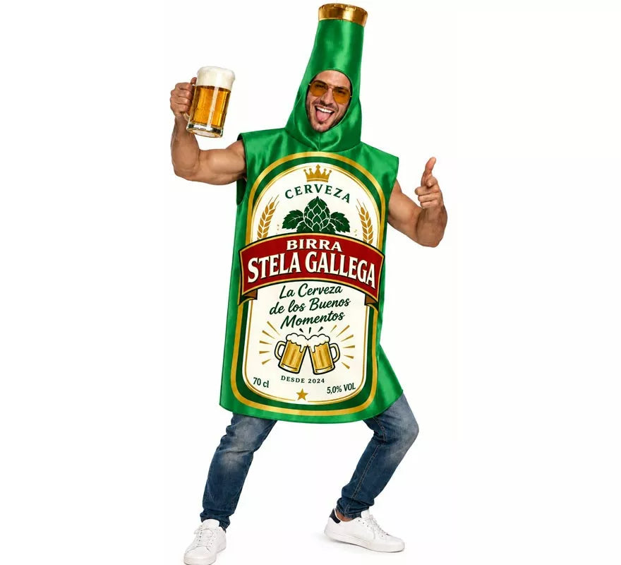 Translation missing: es.Disfraz de Botellín de Cerveza verde para adultos