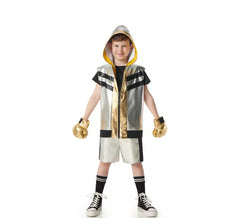 Disfraz de Boxeador plateado para niños