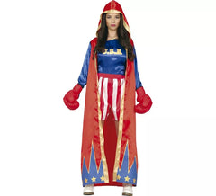 Disfraz de Boxeadora Azul y Rojo para mujer