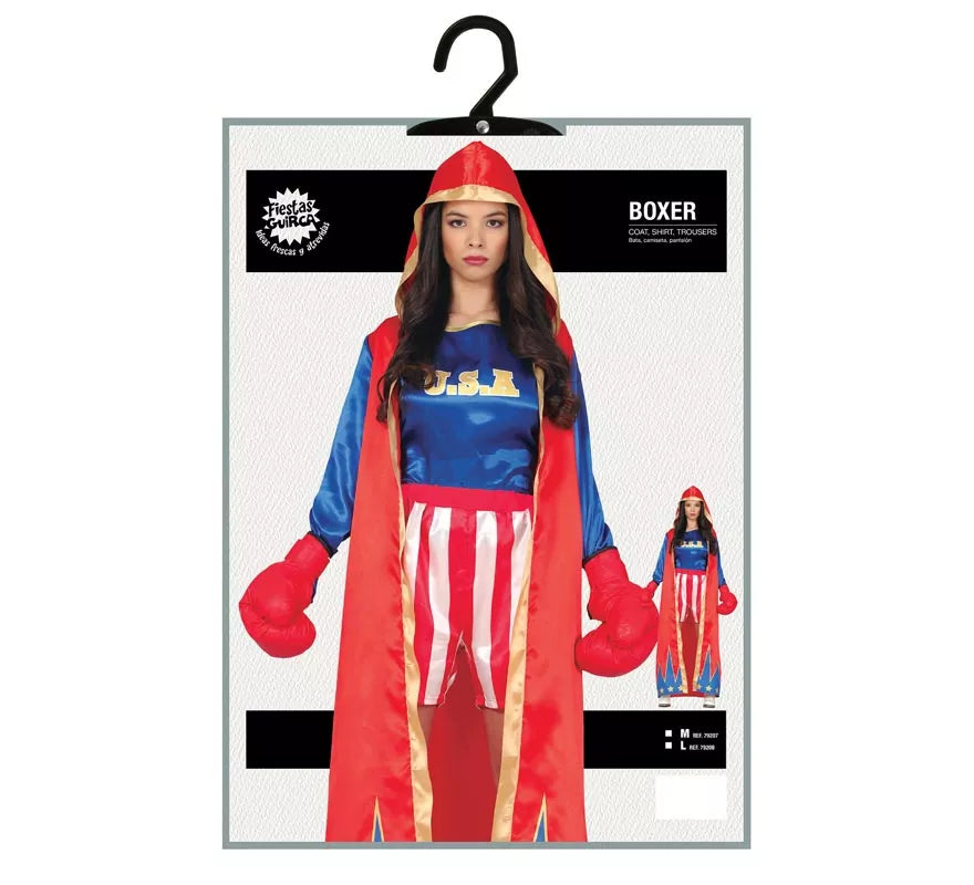 Translation missing: es.Disfraz de Boxeadora Azul y Rojo para mujer