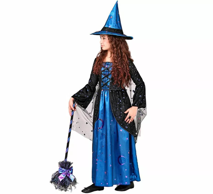 Translation missing: es.Disfraz de Bruja azul con Estrellas para niña