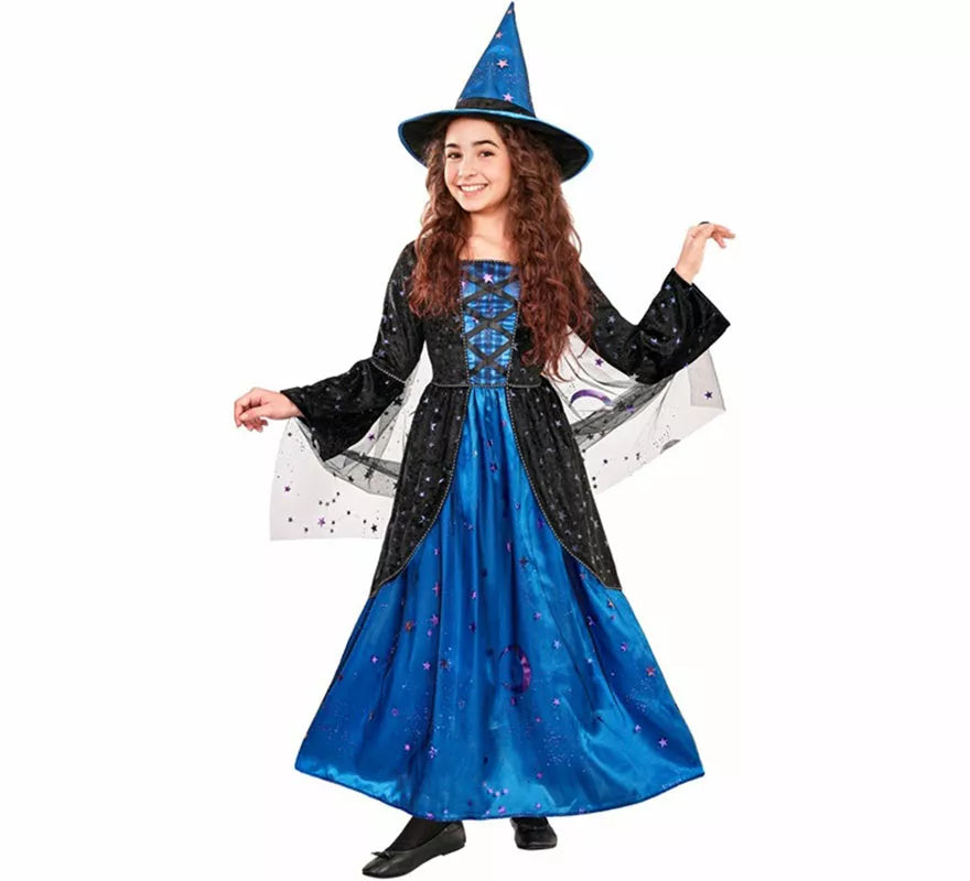 Translation missing: es.Disfraz de Bruja azul con Estrellas para niña