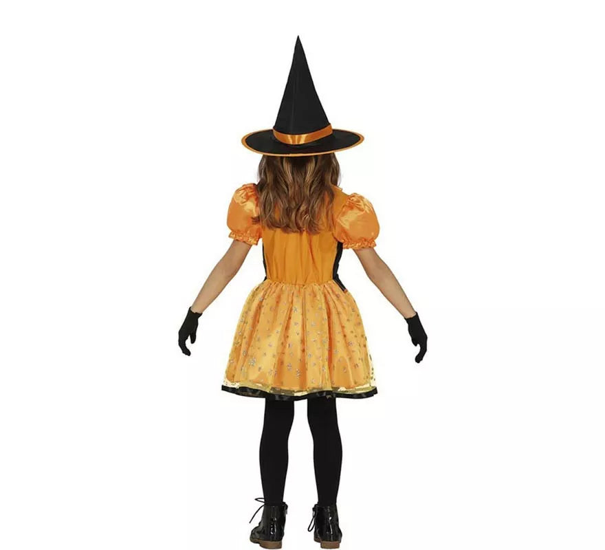 Translation missing: es.Disfraz de Bruja Brillante naranja para niña