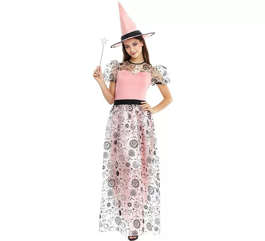 Translation missing: es.Disfraz de Bruja Buena rosa con sombrero para mujer