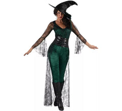 Disfraz de Bruja del Aquelarre verde para mujer