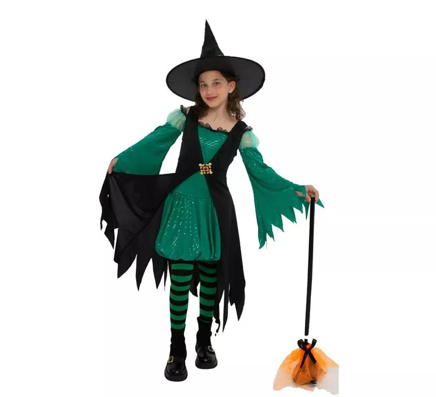 Translation missing: es.Disfraz de Bruja Esmeralda verde para niña