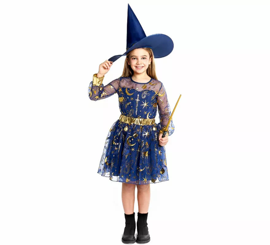 Translation missing: es.Disfraz de Bruja Esotérica azul para niña