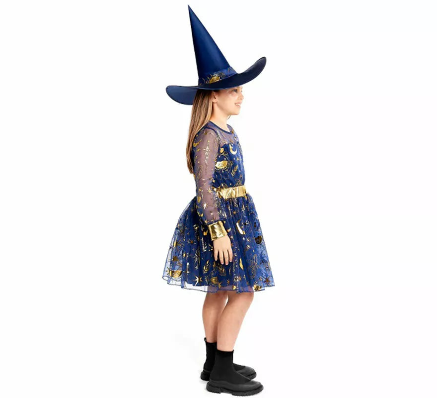Translation missing: es.Disfraz de Bruja Esotérica azul para niña