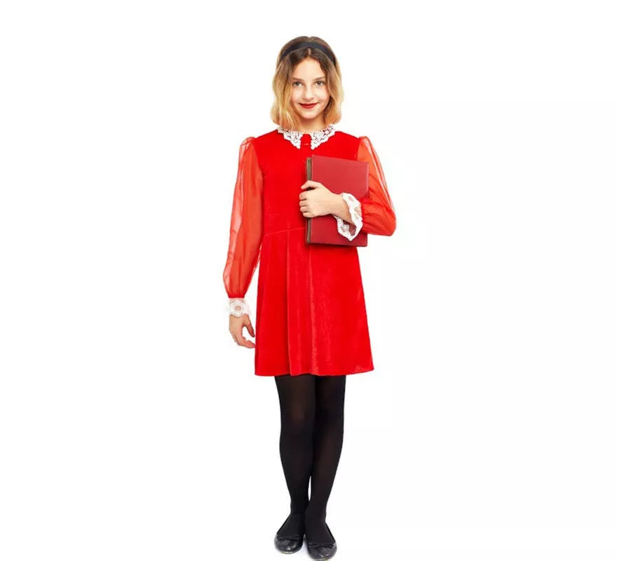 Translation missing: es.Disfraz de Bruja joven vestido rojo para niña