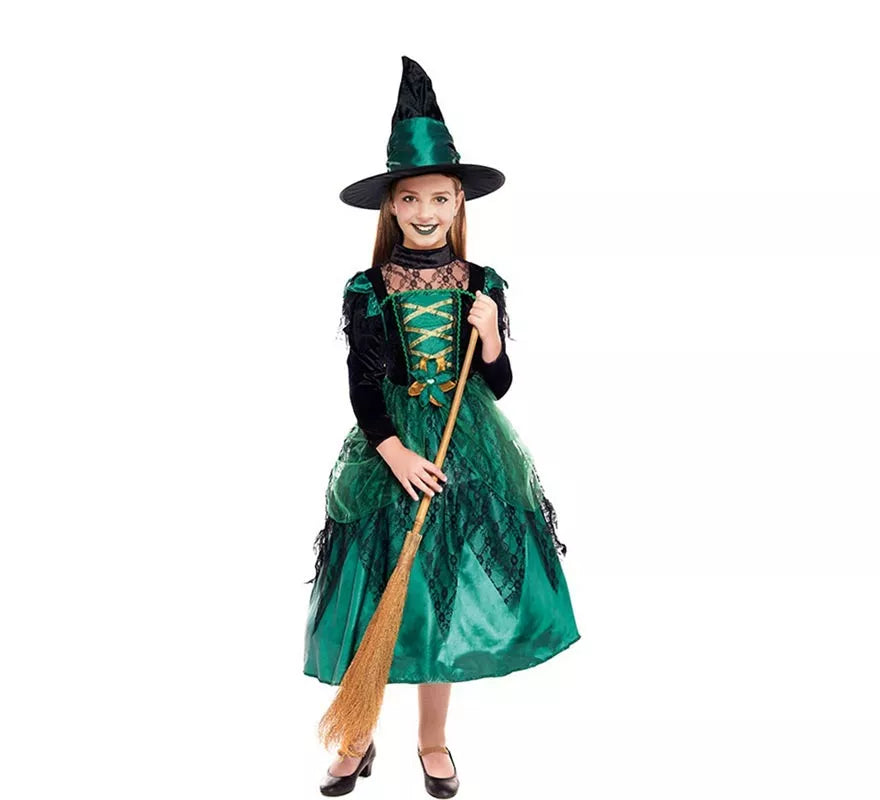 Translation missing: es.Disfraz de Bruja Magic Verde para niña