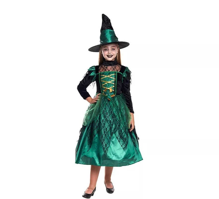 Translation missing: es.Disfraz de Bruja Magic Verde para niña