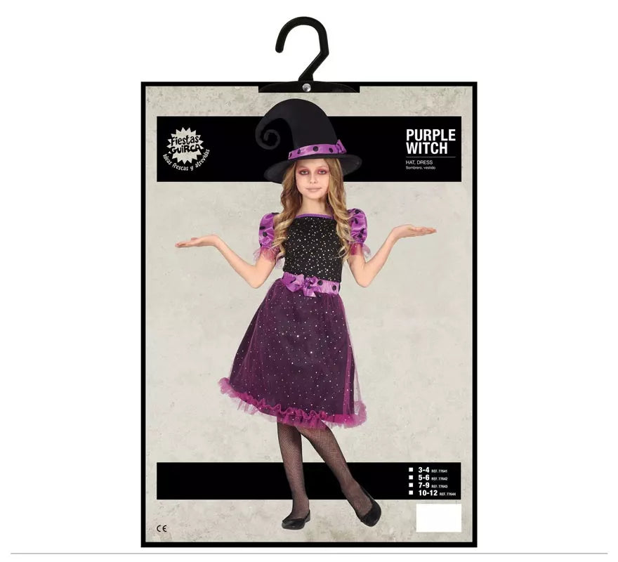 Translation missing: es.Disfraz de Bruja Morada con Tul y Lazo para niña