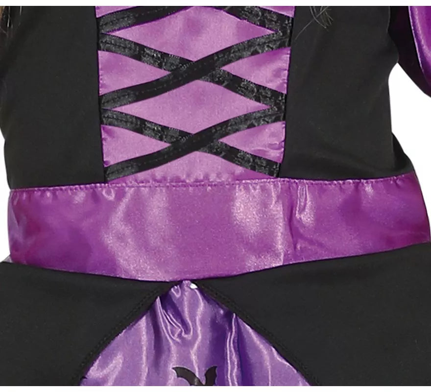Translation missing: es.Disfraz de Bruja Morada con vestido estampado para niña