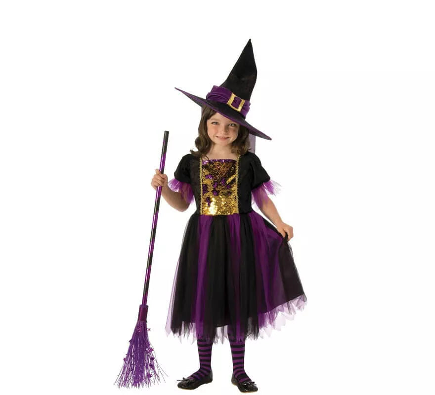 Translation missing: es.Disfraz de Bruja Morada y Negra para niña