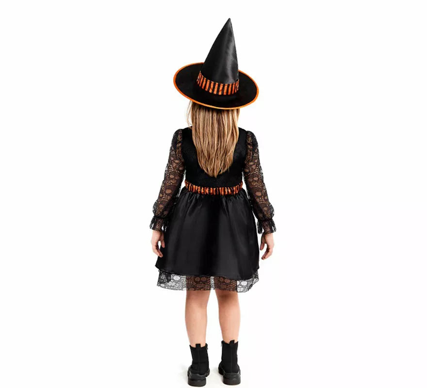 Translation missing: es.Disfraz de Bruja naranja con Encaje para niña