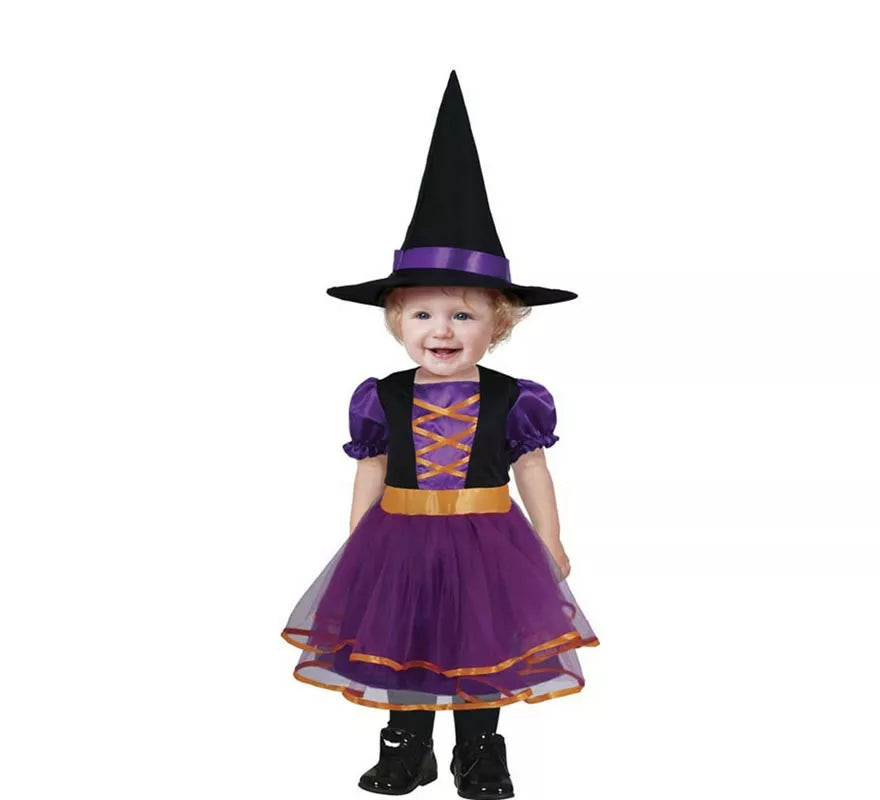 Translation missing: es.Disfraz de Bruja púrpura y naranja para niña y bebé