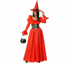 Disfraz de Bruja rojo con Corset para mujer