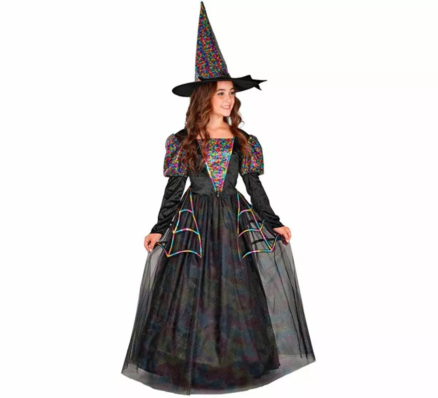 Disfraz de Bruja Telarañas multicolor para niña