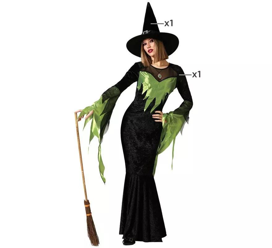 Translation missing: es.Disfraz de Bruja Verde Elegante para mujer