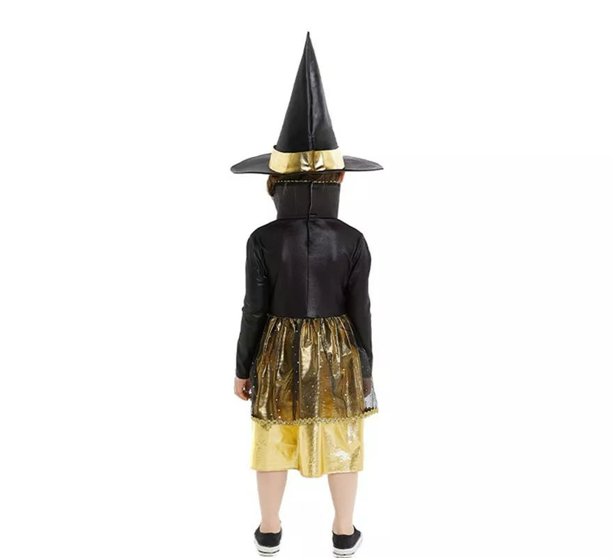 Translation missing: es.Disfraz de Brujita dorada y negro con gorro para bebé y niña