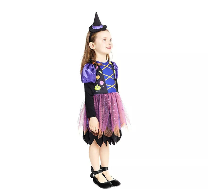 Translation missing: es.Disfraz de Brujita morada con diadema para bebé y niña