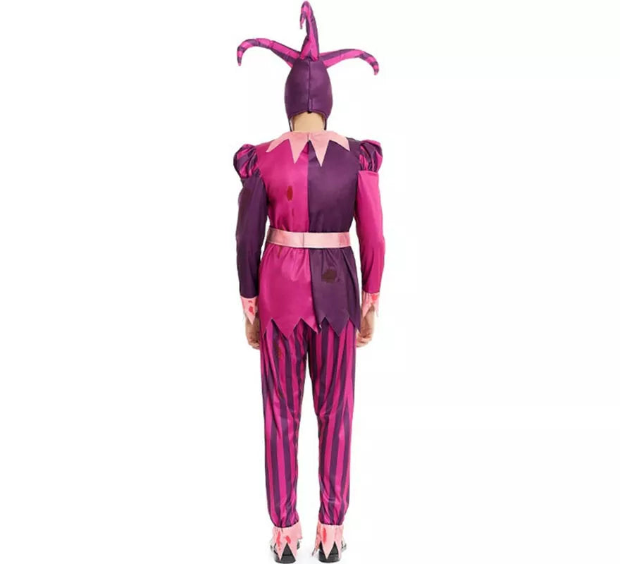 Translation missing: es.Disfraz de Bufón Asesino morado con gorro para hombre