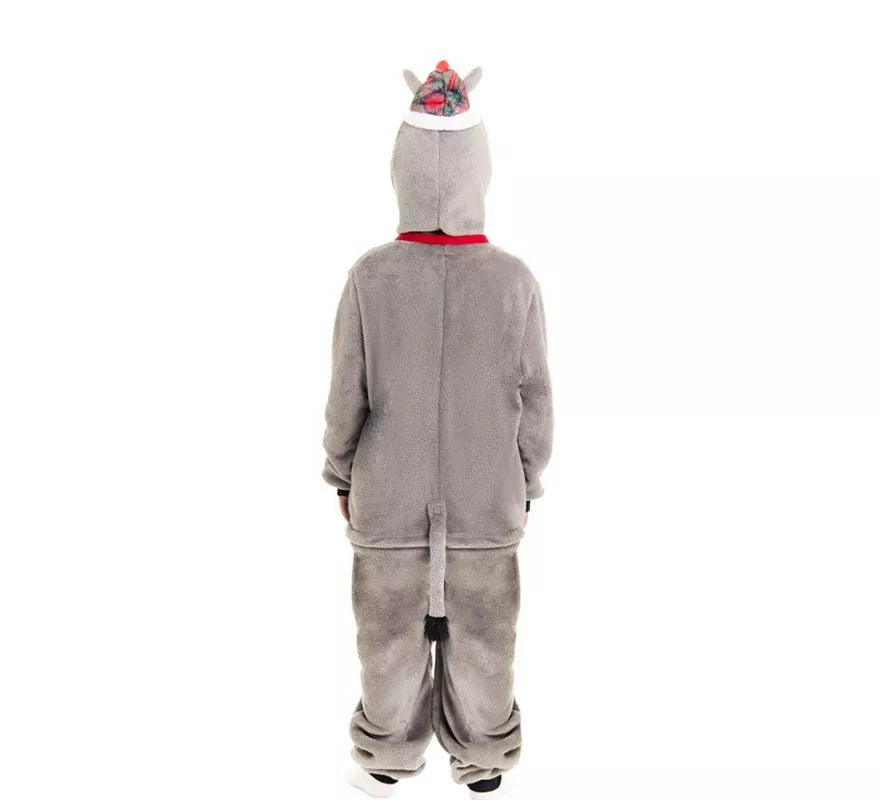 Translation missing: es.Disfraz de Burro Navideño Tartán con capucha para niños