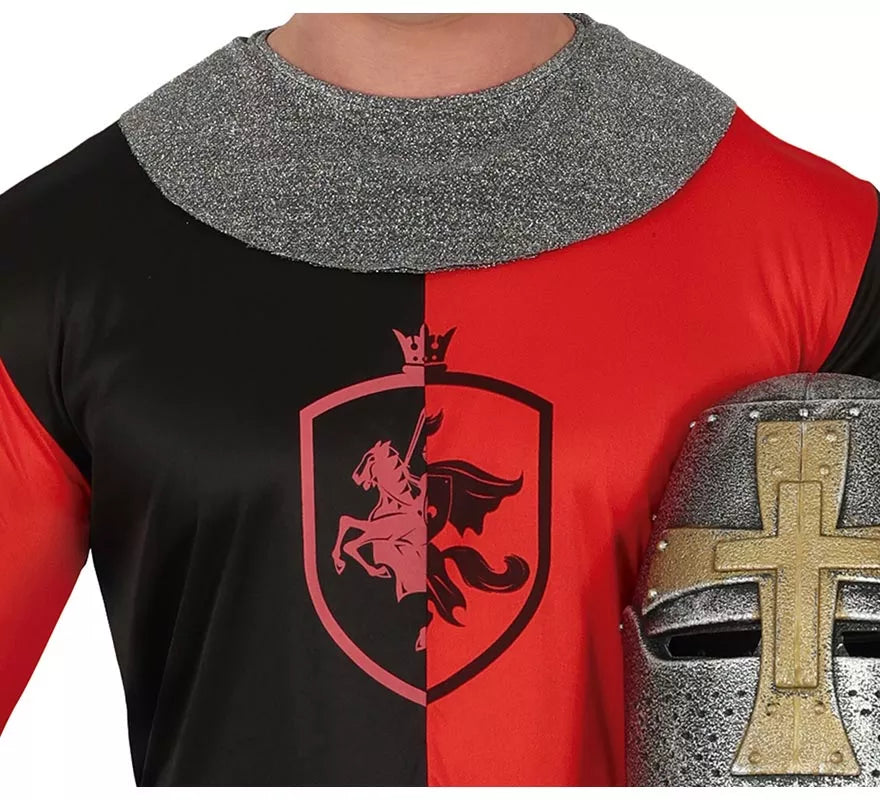 Translation missing: es.Disfraz de Caballero Medieval rojo y negro para hombre