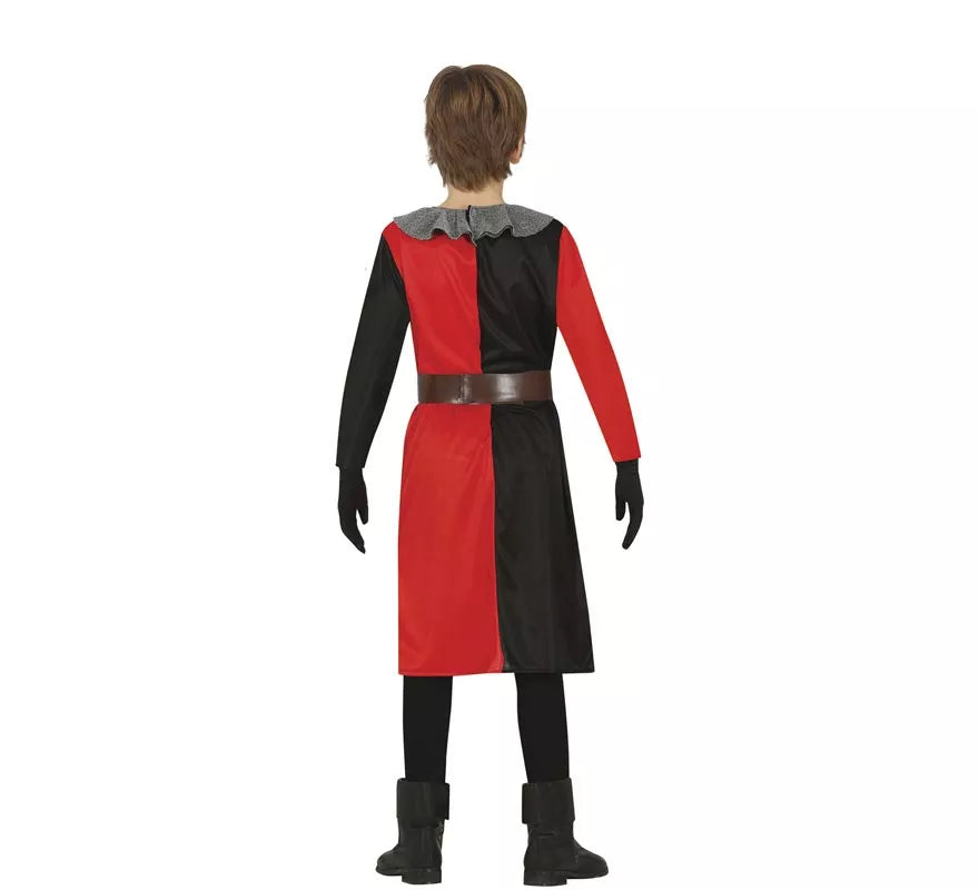 Disfraz de Caballero Medieval rojo y negro para niño