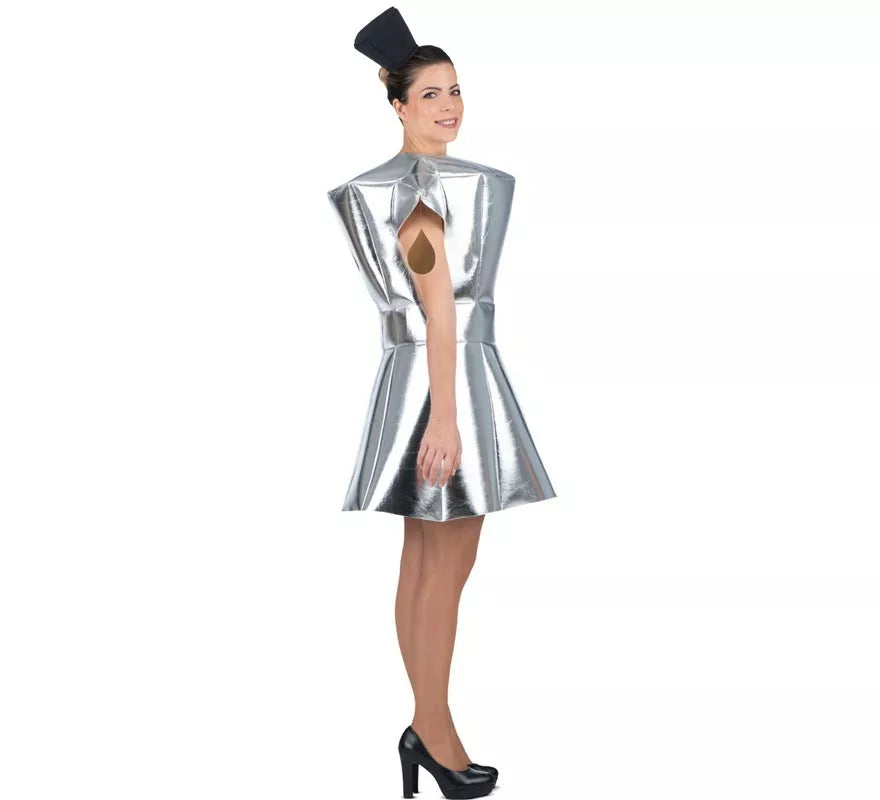 Translation missing: es.Disfraz de Cafetera plateada con tocado para adulto