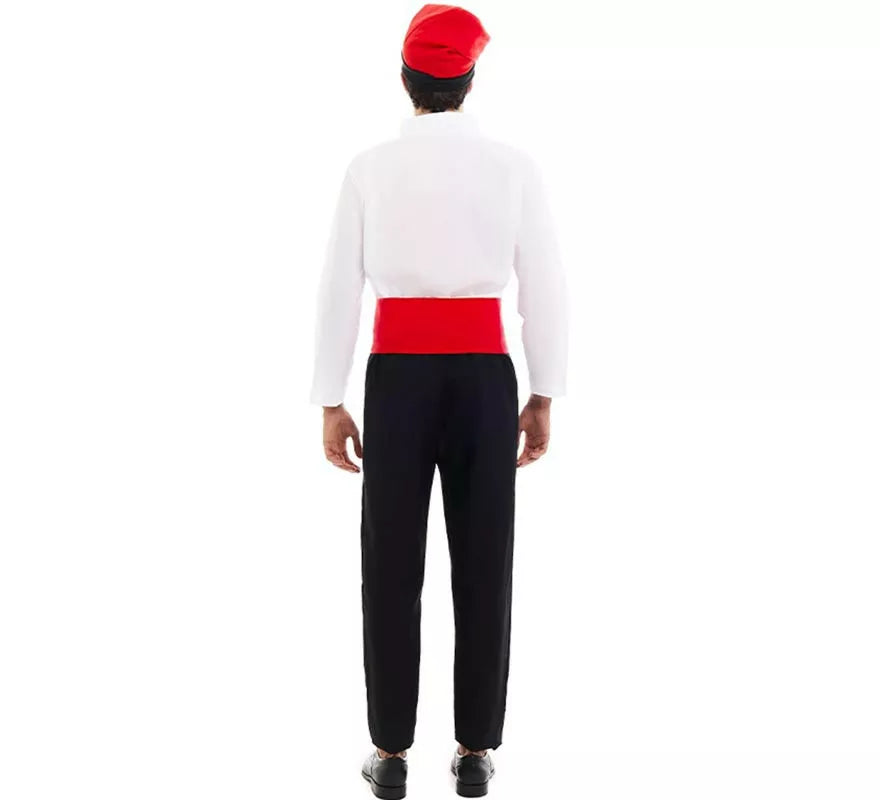 Translation missing: es.Disfraz de Caganer blanco y negro con fajín para hombre