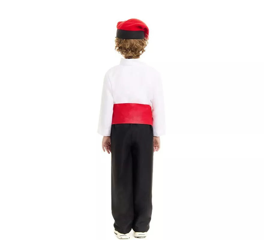 Translation missing: es.Disfraz de Caganer blanco y negro con fajín para niño