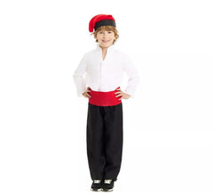 Disfraz de Caganer blanco y negro con fajín para niño