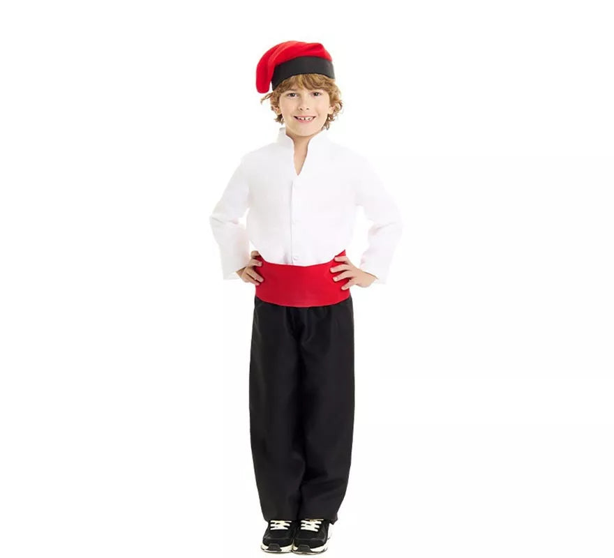 Translation missing: es.Disfraz de Caganer blanco y negro con fajín para niño