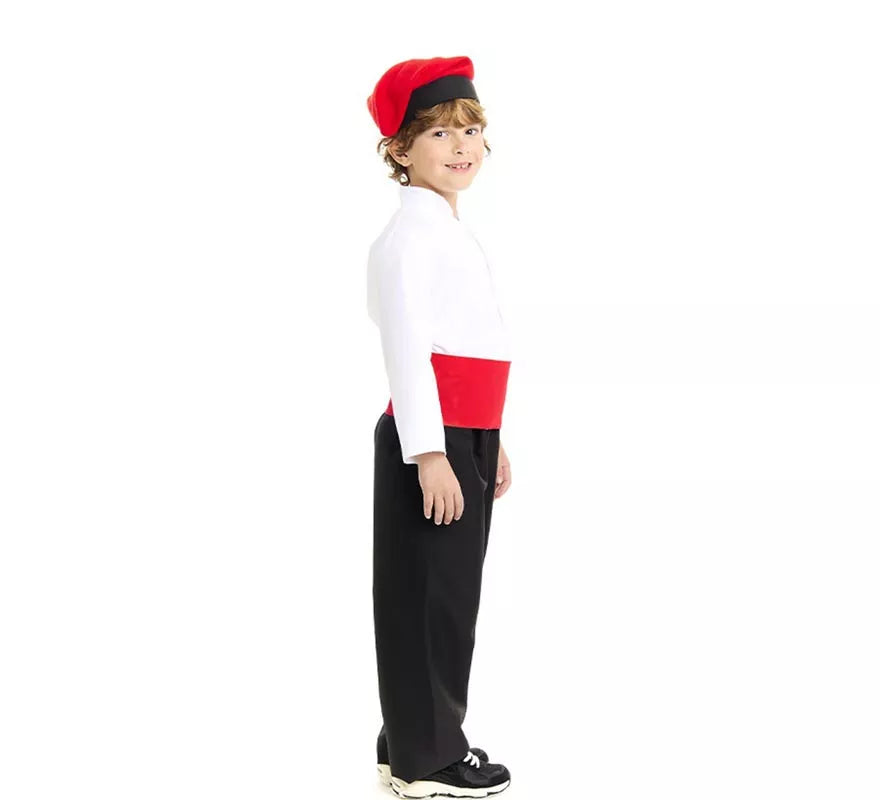 Translation missing: es.Disfraz de Caganer blanco y negro con fajín para niño