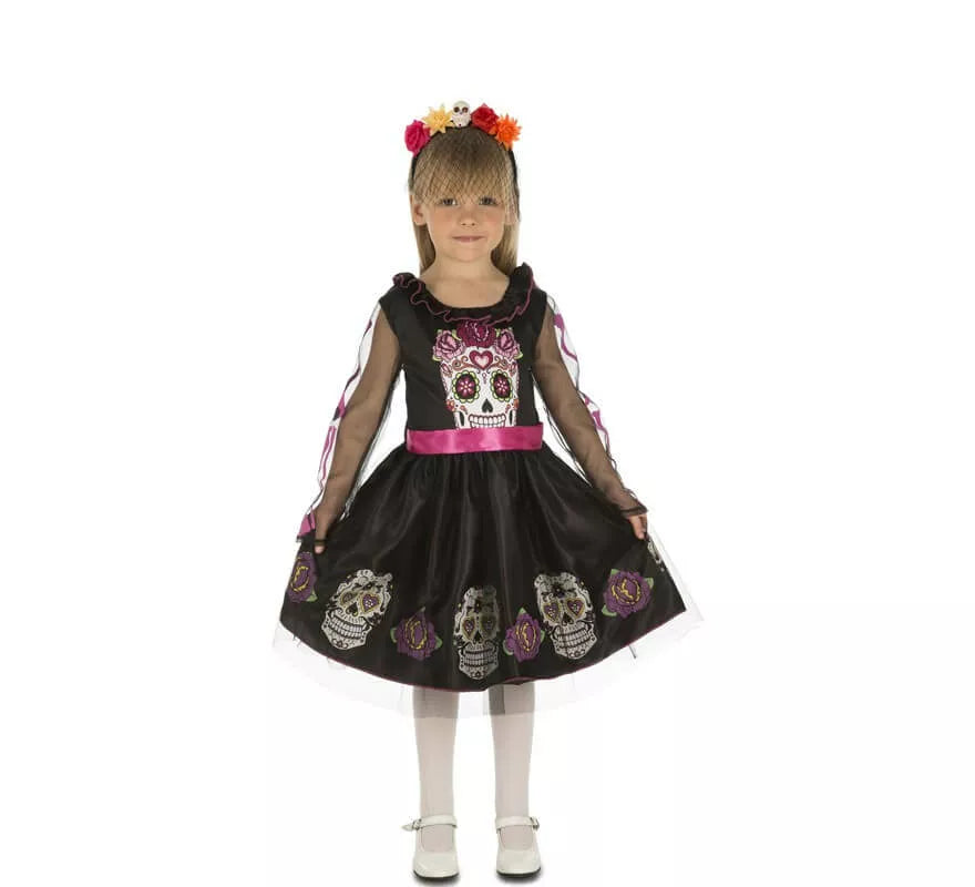 Translation missing: es.Disfraz de Calaverita Negra para niña