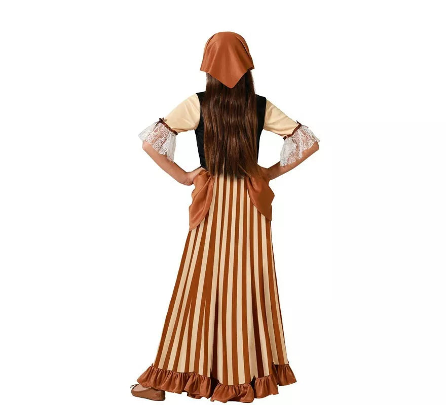 Translation missing: es.Disfraz de Campesina Medieval Marrón para niña