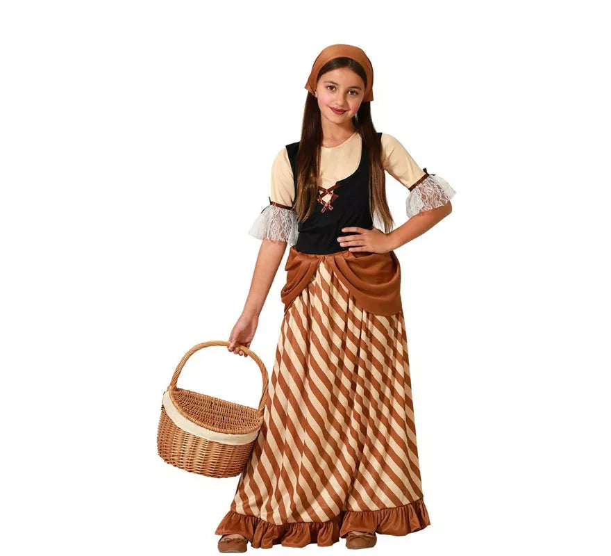 Translation missing: es.Disfraz de Campesina Medieval Marrón para niña