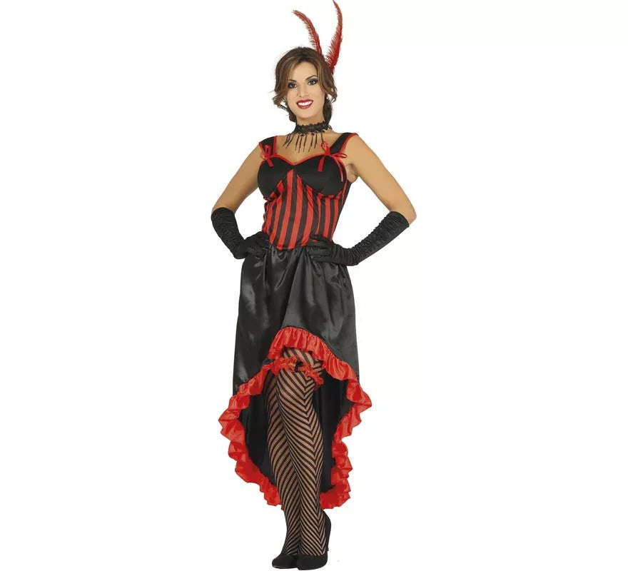 Translation missing: es.Disfraz de Can Can rojo y negro para mujer