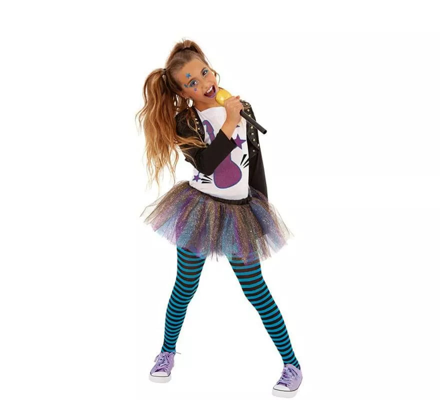 Translation missing: es.Disfraz de Cantante Pop Azul para niña