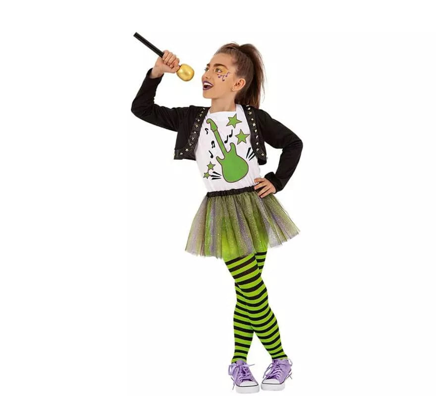 Translation missing: es.Disfraz de Cantante Pop Verde para niña