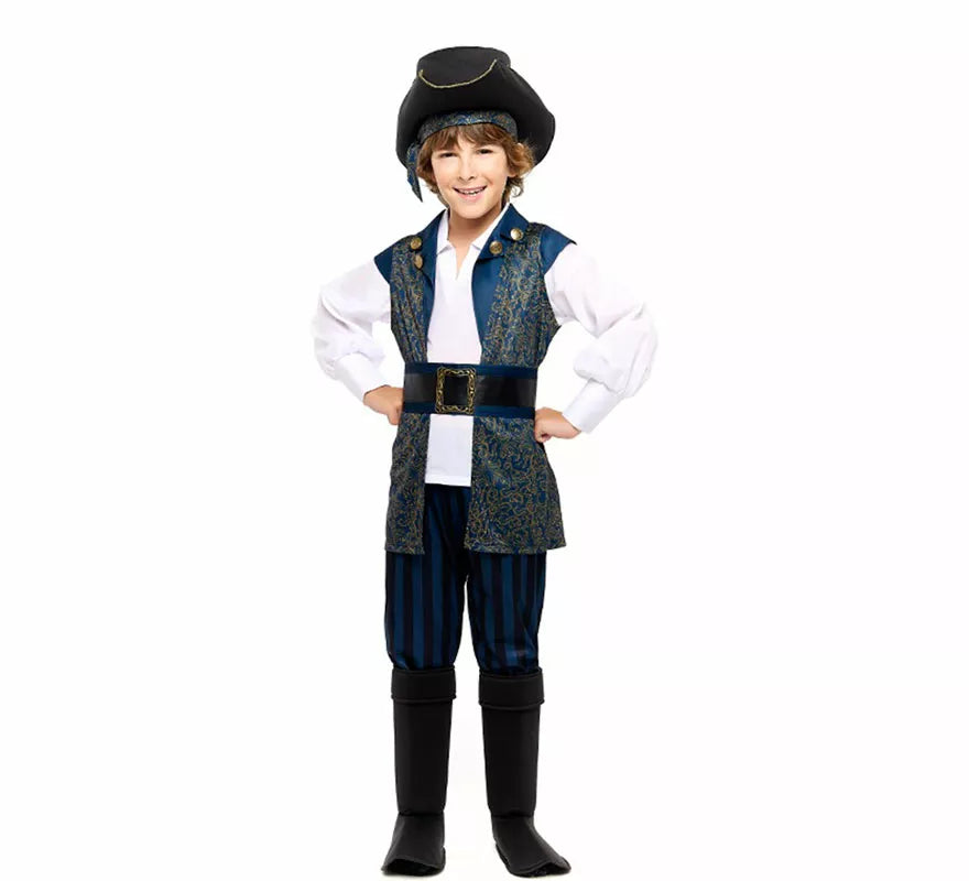 Translation missing: es.Disfraz de Capitán Pirata azul para niño
