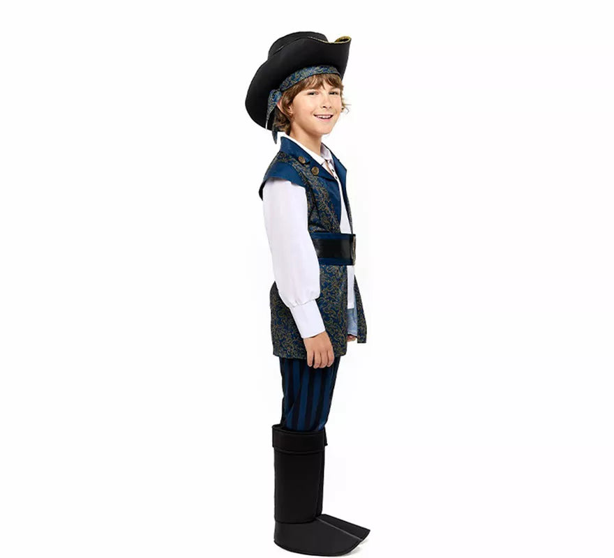 Translation missing: es.Disfraz de Capitán Pirata azul para niño