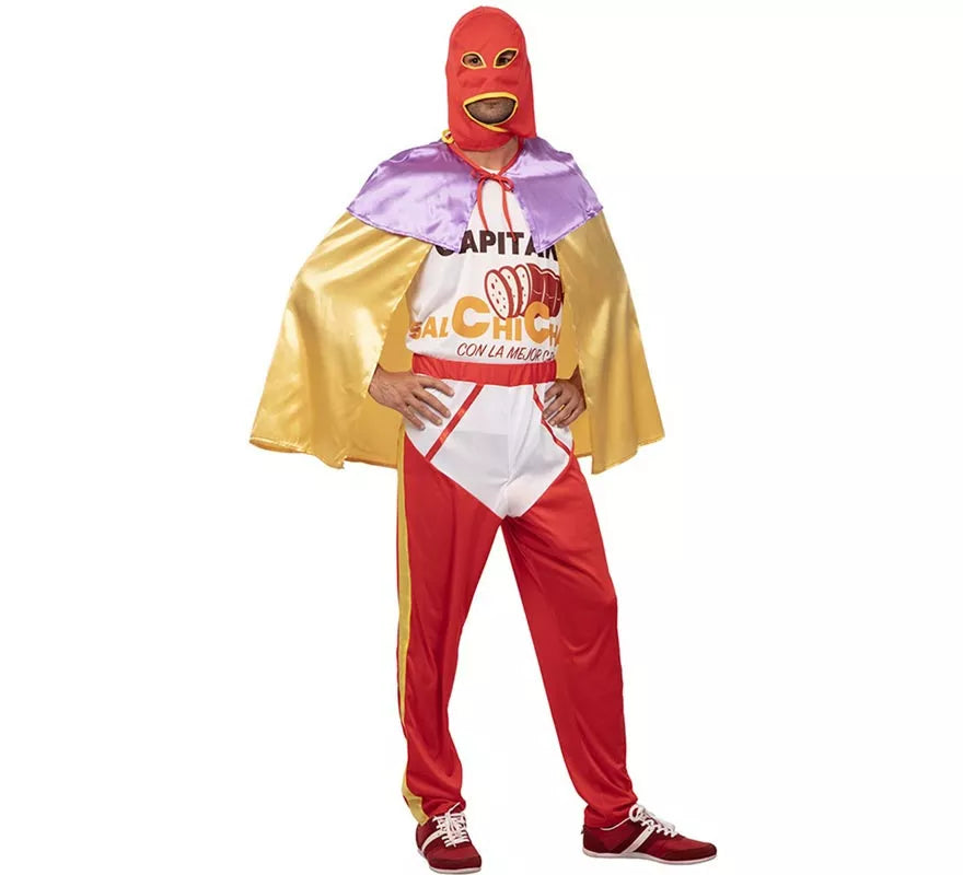 Translation missing: es.Disfraz de Capitán Salchicha con capa para hombre