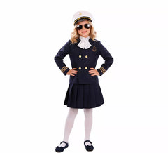 Disfraz de Capitana Marinera azul para niña