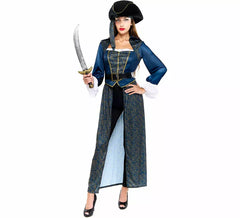 Disfraz de Capitana Pirata azul para mujer