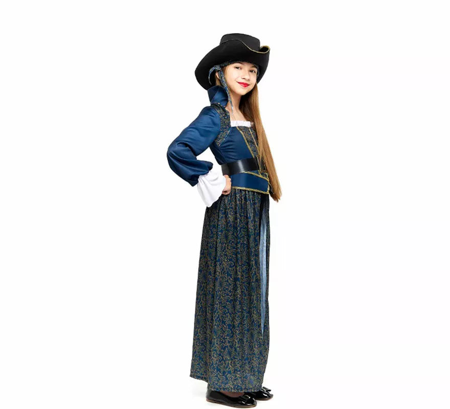 Translation missing: es.Disfraz de Capitana Pirata azul para niña