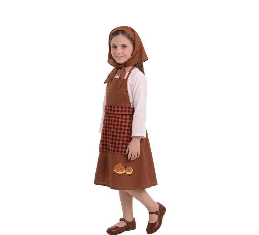 Disfraz de Castañera marrón para niña