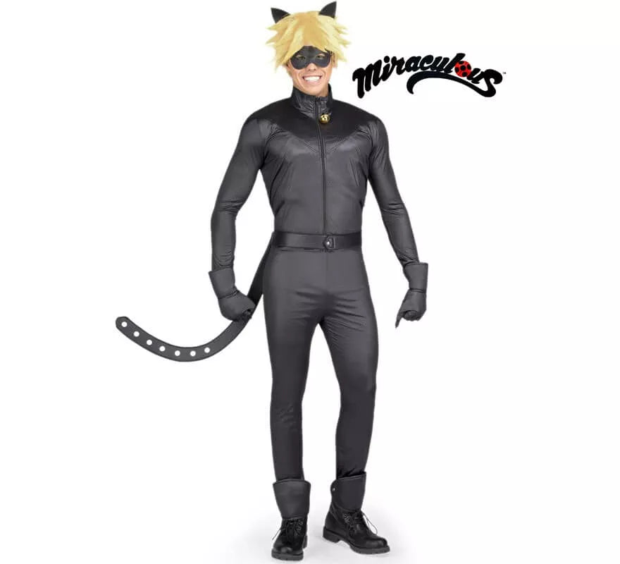 Translation missing: es.Disfraz de Cat Noir de Miraculous Ladybug con peluca para hombre