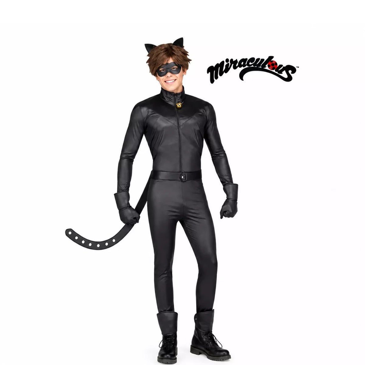 Translation missing: es.Disfraz de Cat Noir de Miraculous Ladybug con peluca para hombre